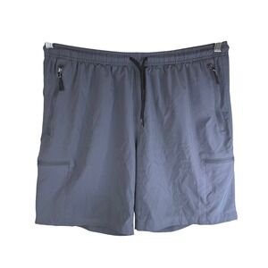 SANTINY Men's Gray Cargo Shorts Activewear Drawstring Zipper Pockets Size XL